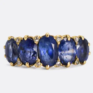 Victorian Sapphire & Diamond Half Hoop Ring