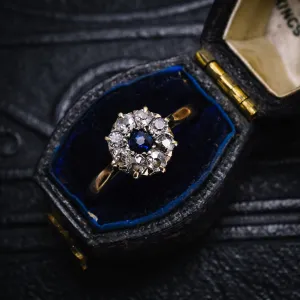 Victorian Sapphire & Diamond Round Cluster Ring