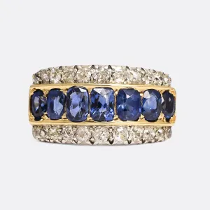 Victorian Sapphire & Diamond Triple Row Ring
