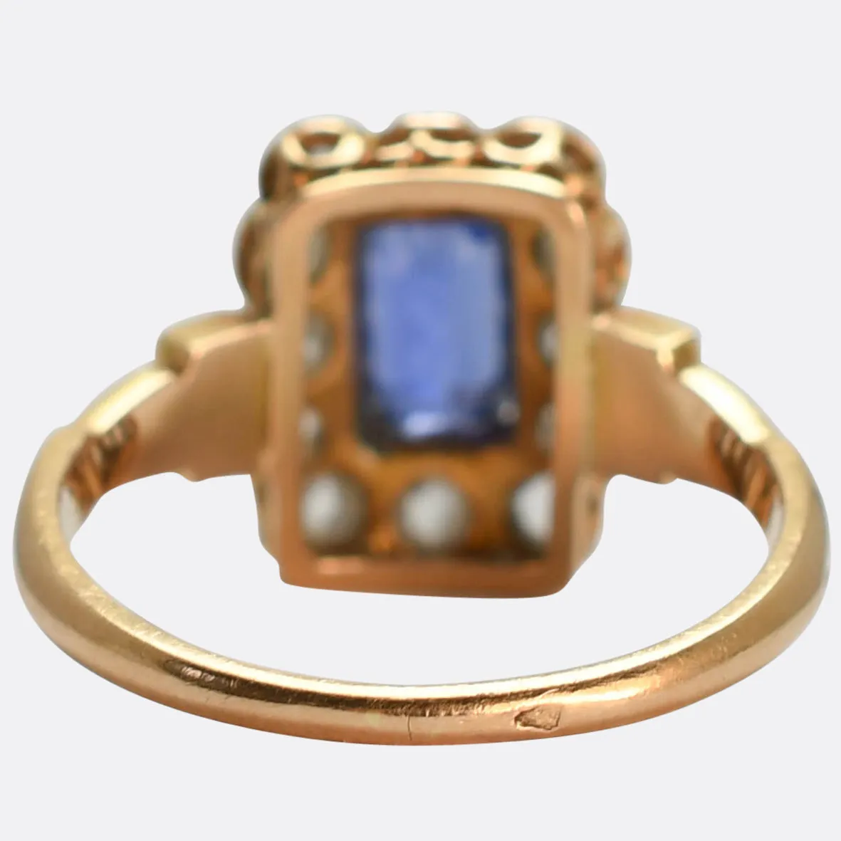 Victorian Sapphire & Rose Cut Diamond Cluster Ring