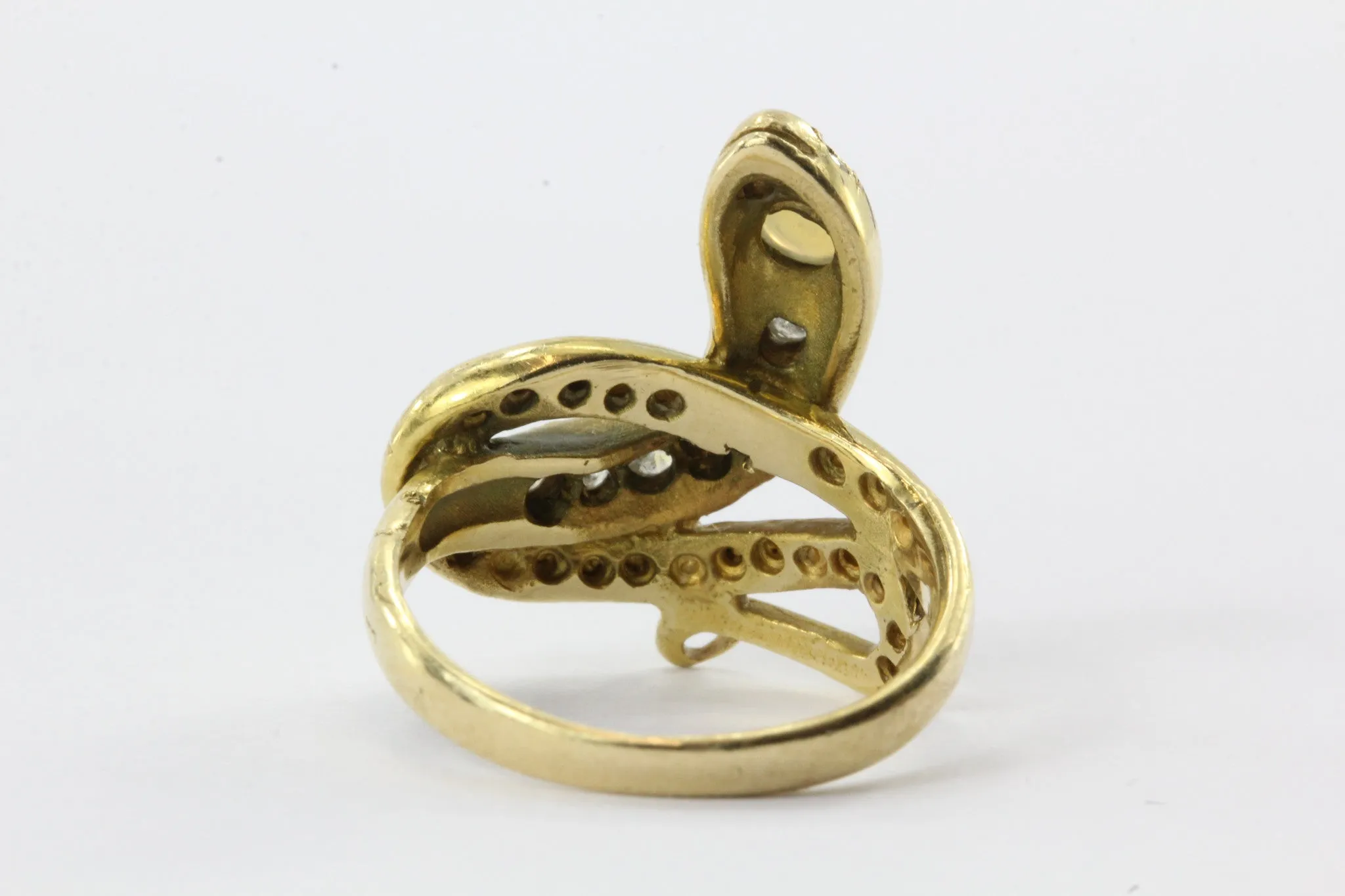 Victorian Style 14K Gold Diamond & Opal Snake Estate Ring