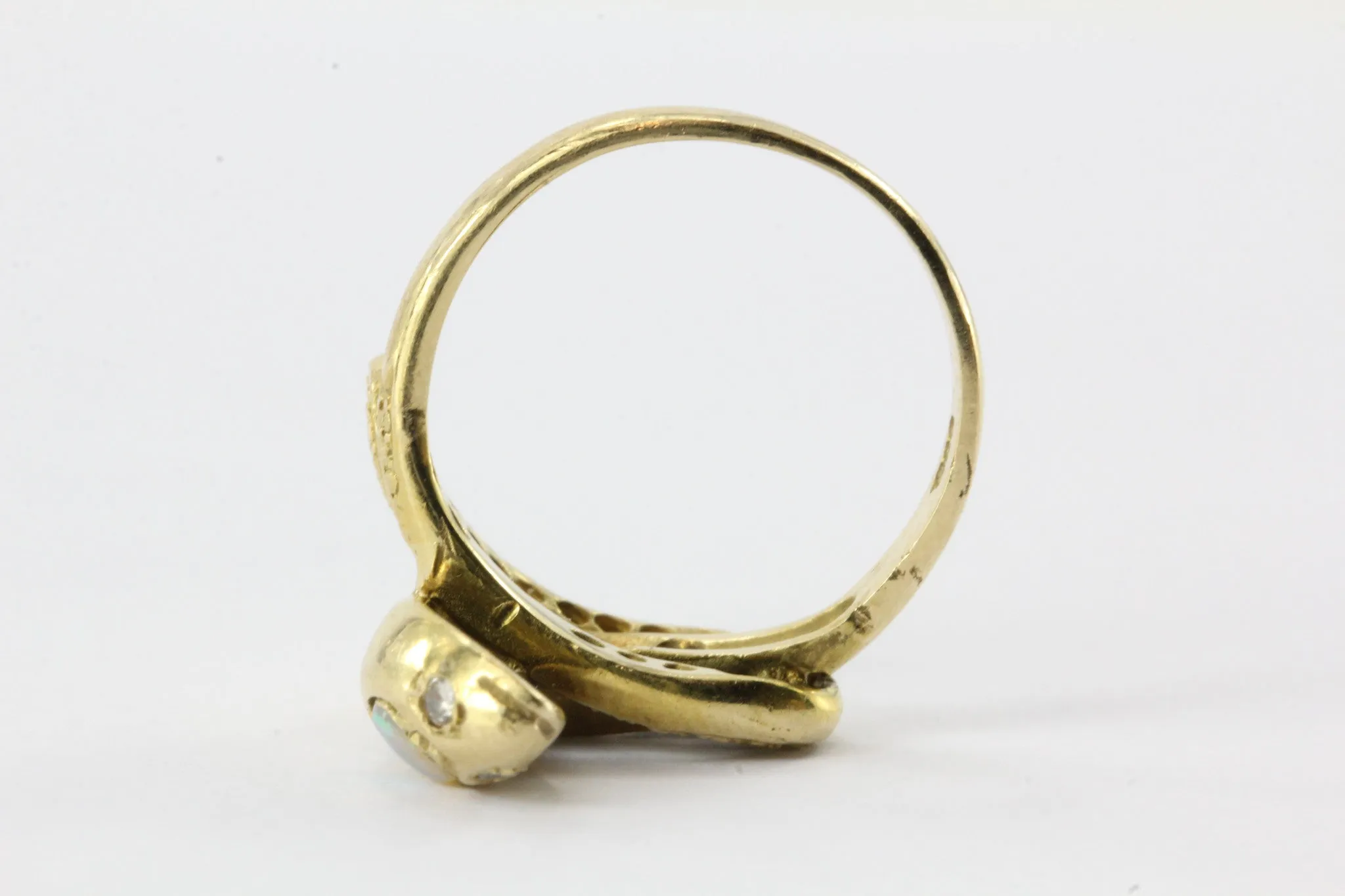 Victorian Style 14K Gold Diamond & Opal Snake Estate Ring