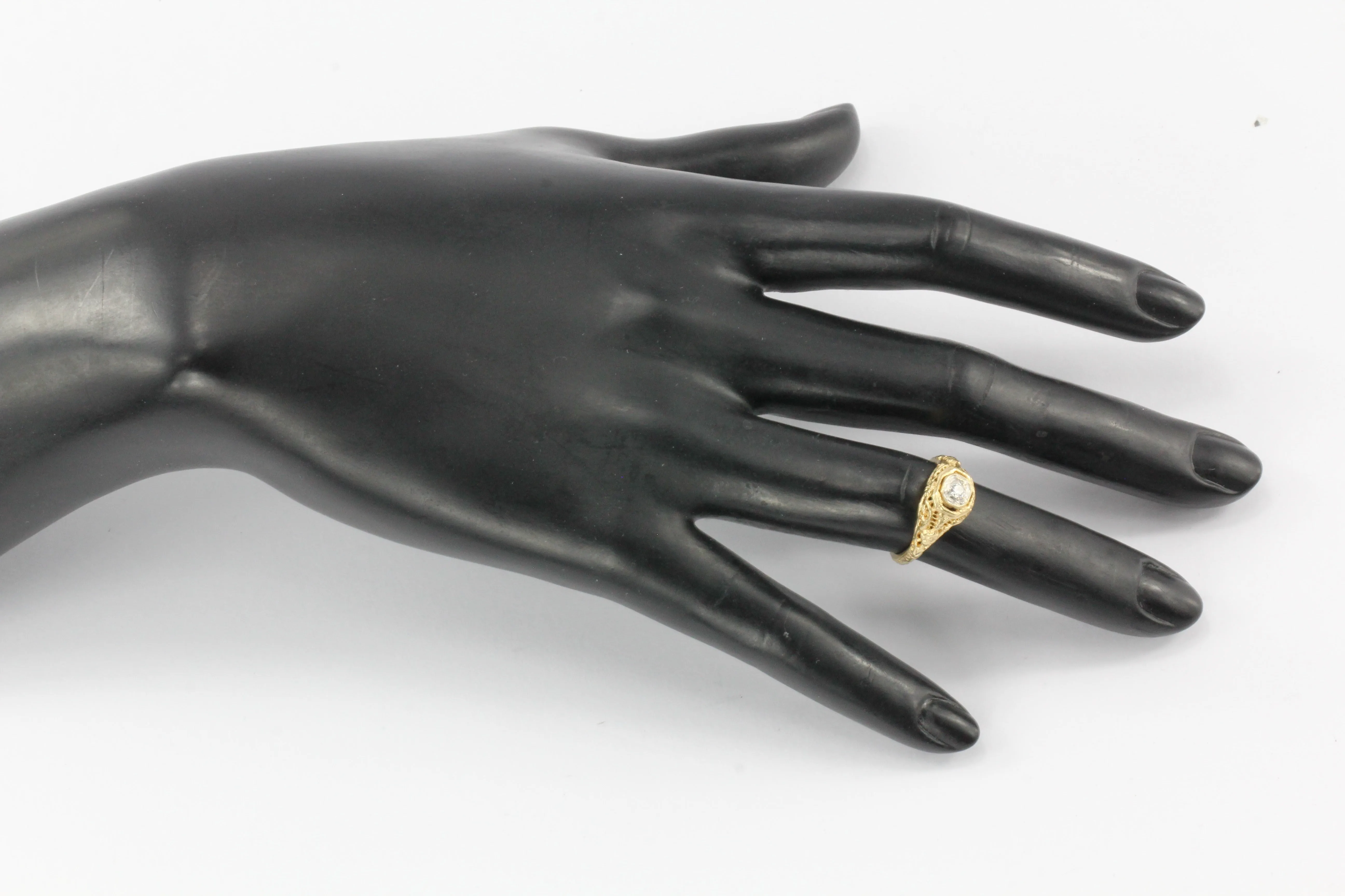 Victorian Style 14K Gold Diamond Engagement Ring