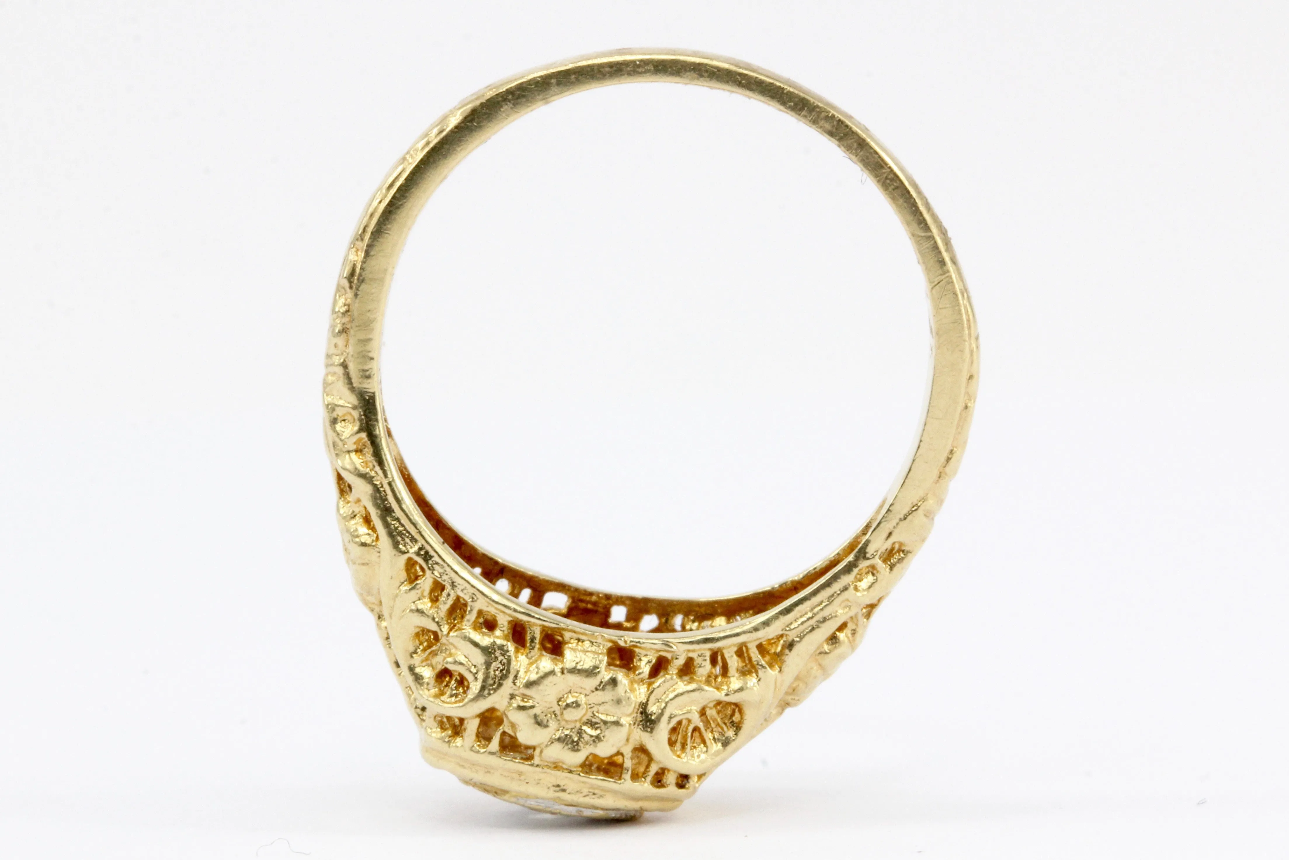 Victorian Style 14K Gold Diamond Engagement Ring