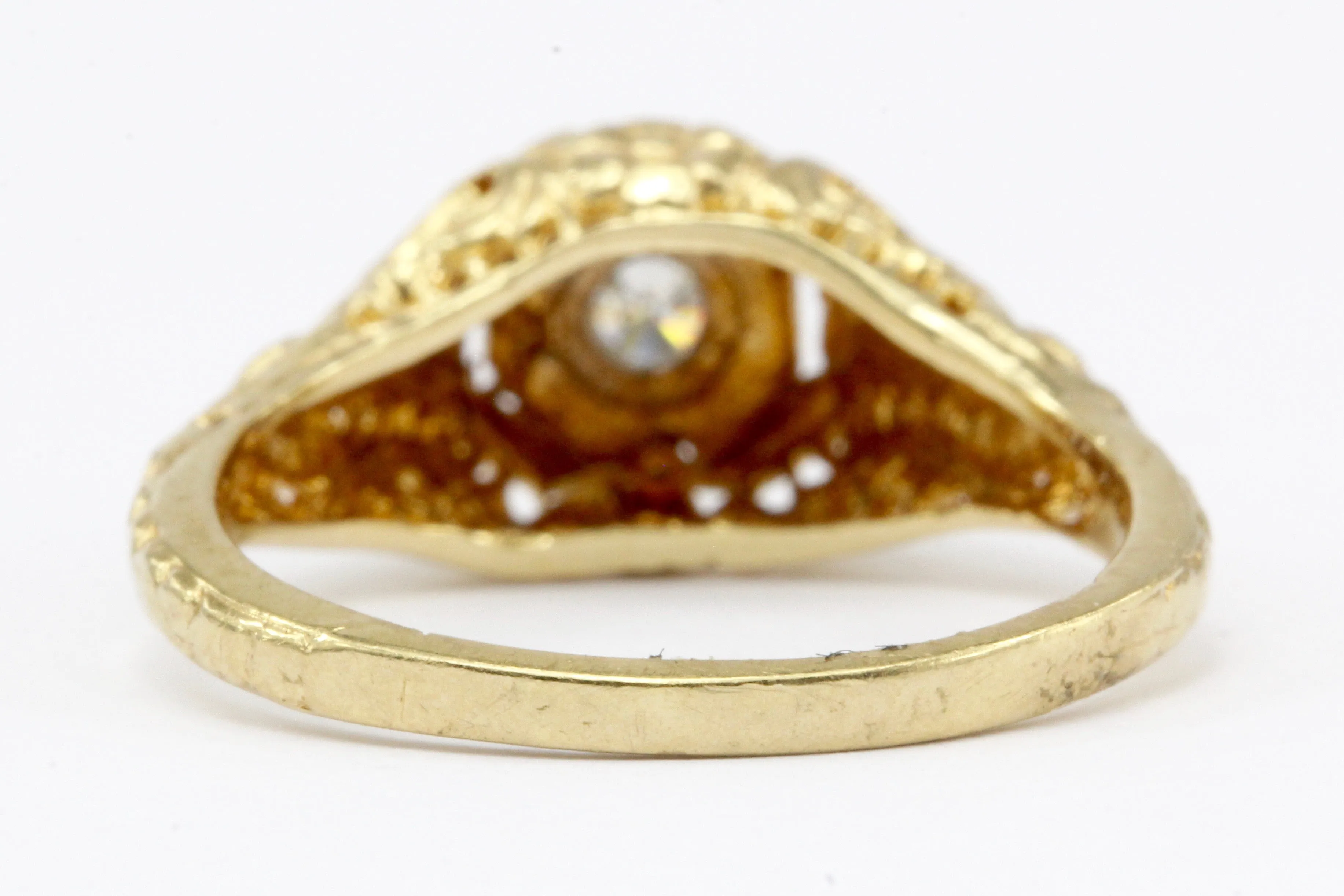 Victorian Style 14K Gold Diamond Engagement Ring