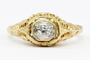 Victorian Style 14K Gold Diamond Engagement Ring