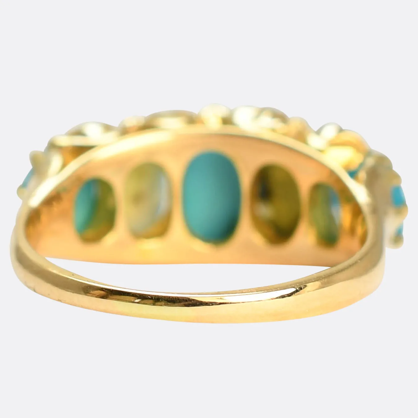 Victorian Turquoise & Diamond 5-Stone Half Hoop Ring
