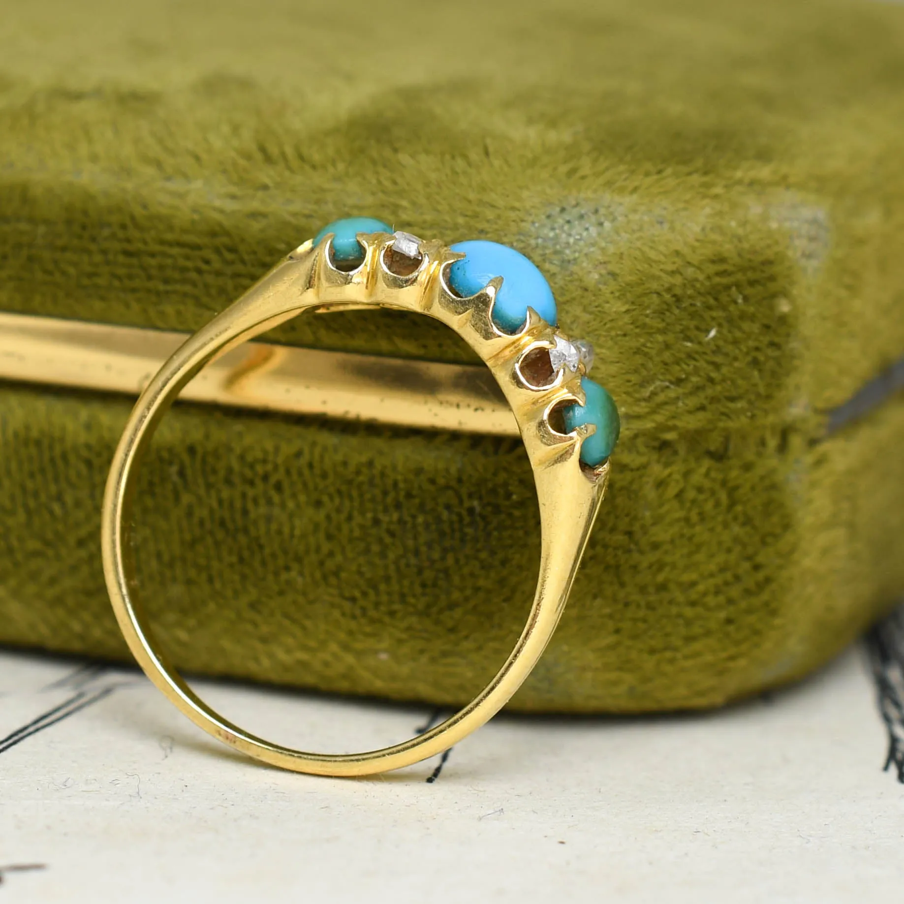 Victorian Turquoise & Rose Cut Diamond Ring