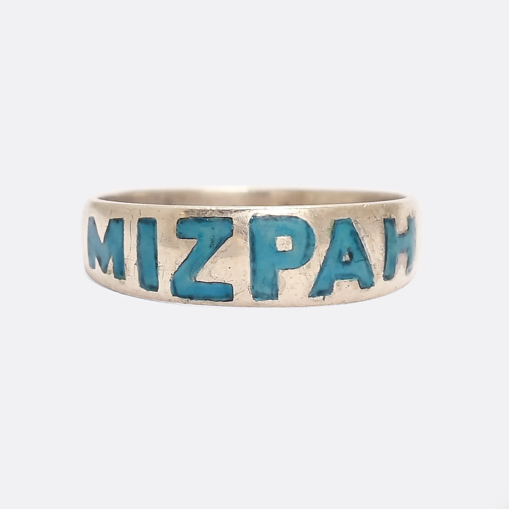 Victorian Turquoise Enamel MIZPAH Ring
