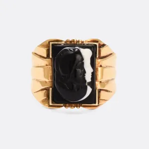 Victorian Venus & Mars Onyx Cameo Signet Ring
