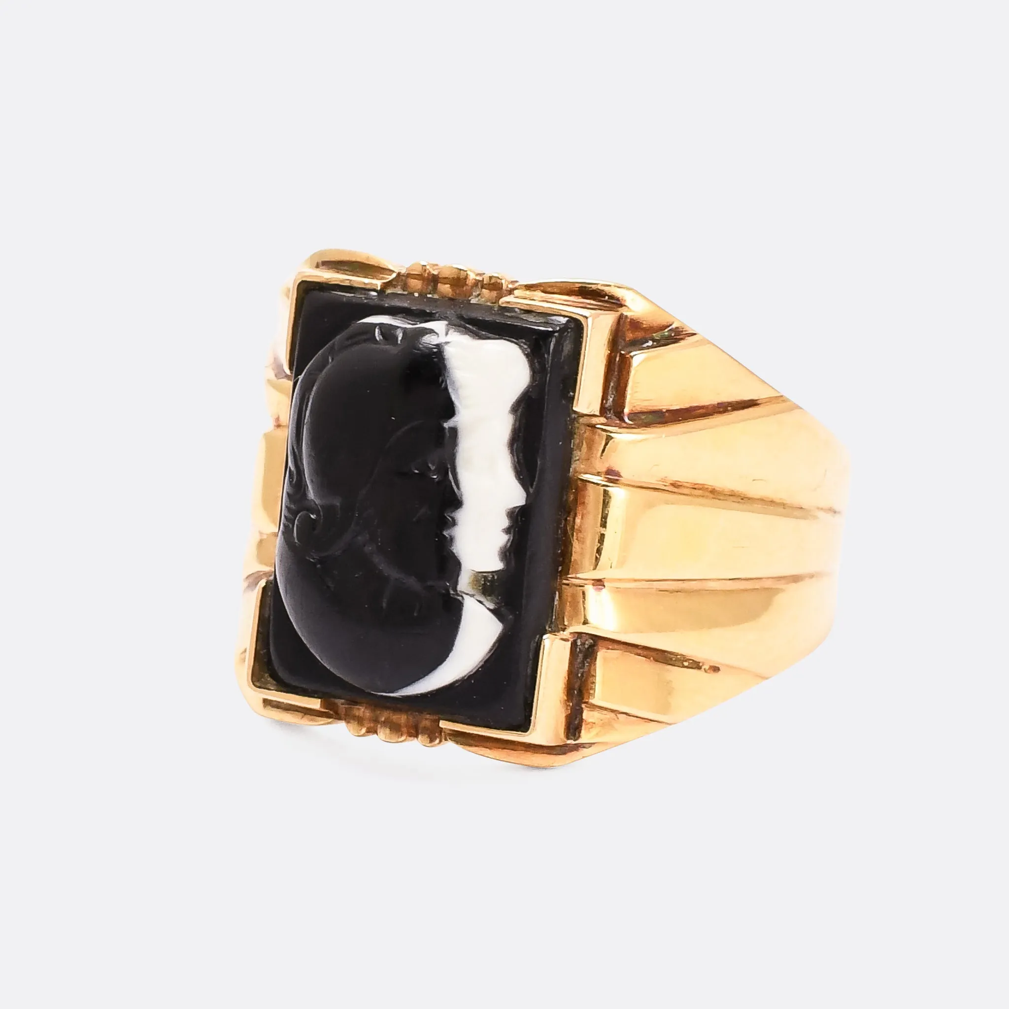 Victorian Venus & Mars Onyx Cameo Signet Ring