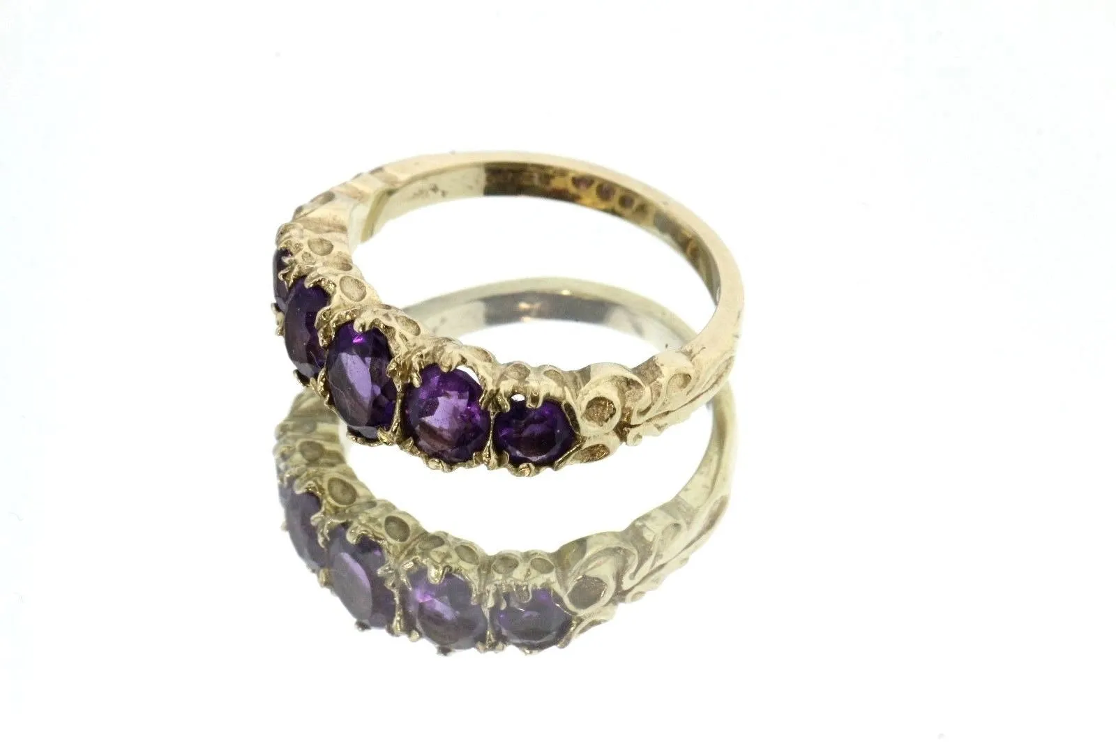 Vintage 9ct Gold London England Amethyst dated 2007 Ring, Victorian Style