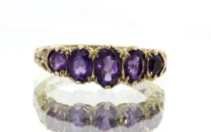 Vintage 9ct Gold London England Amethyst dated 2007 Ring, Victorian Style