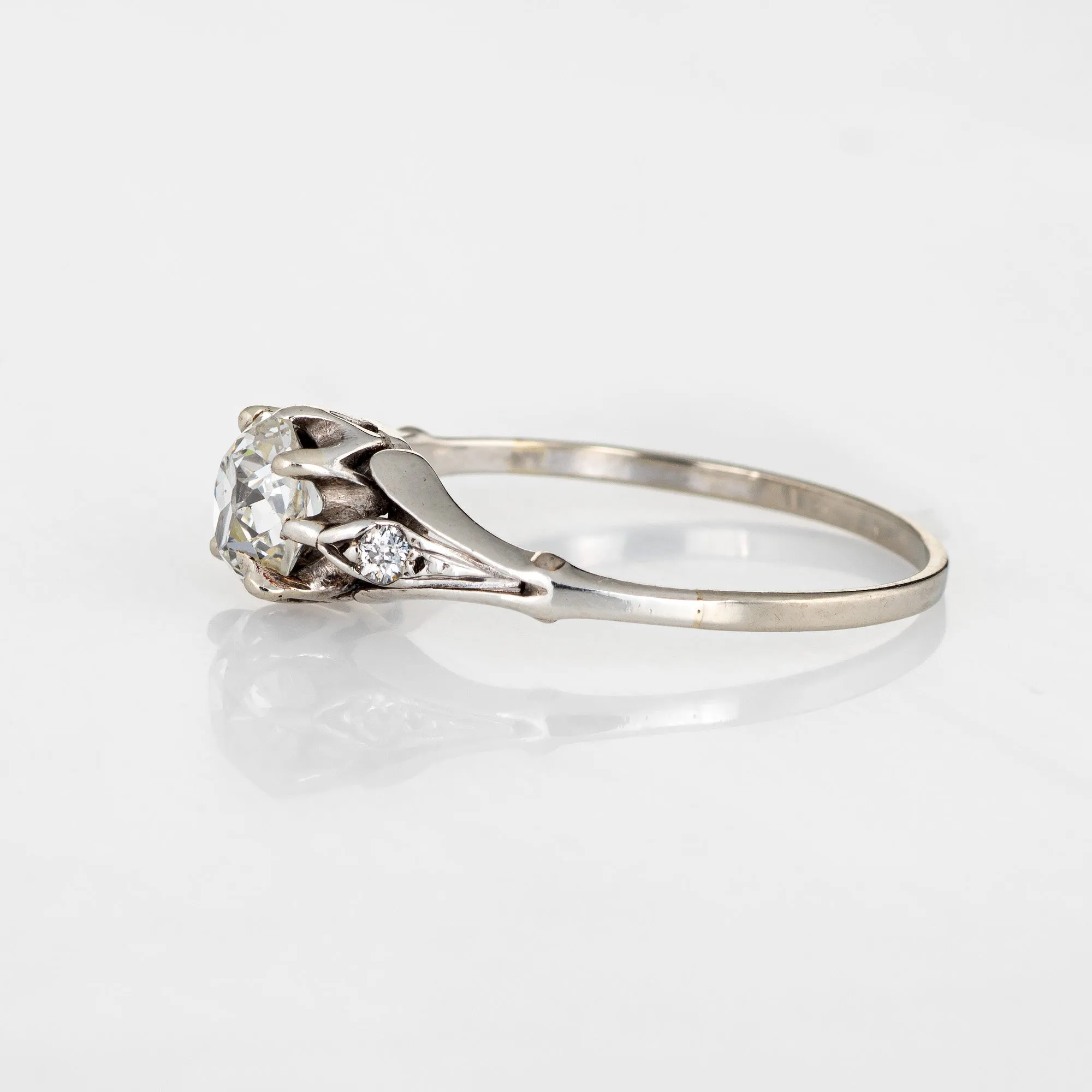 Vintage Art Deco 0.75ct Diamond Engagement Ring 10k White Gold Vintage 6.25