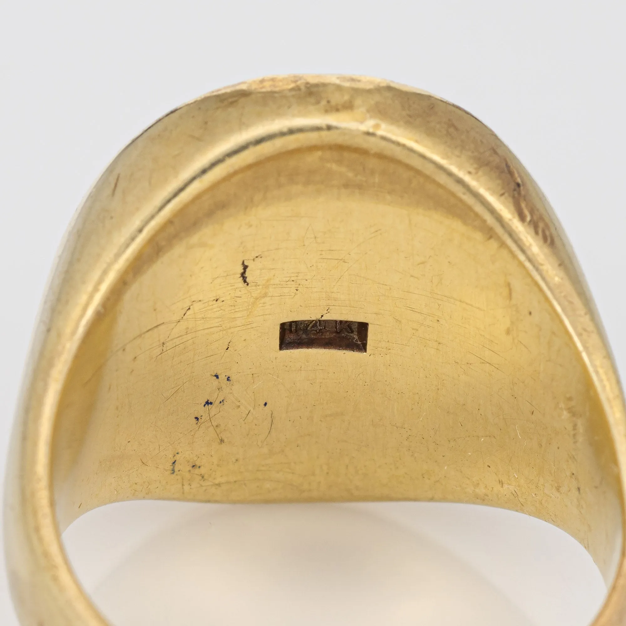 Vintage Art Deco Family Crest Signet Ring Heavy 14k Yellow Gold Sz 7.75 Jewelry