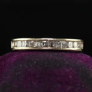 Vintage Retro 14K Yellow Gold Carre Cut Diamond Wedding Band - Size 5