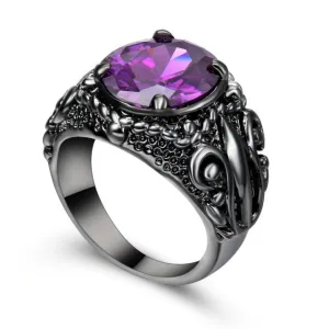 Vintage Victorian Ring with Purple Cubic Ziconia Stone
