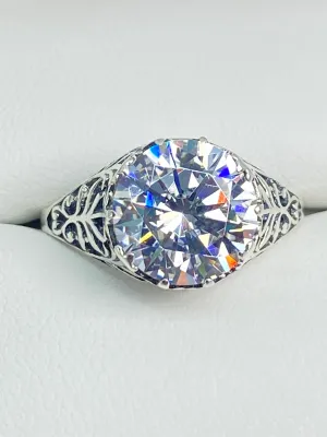 White CZ Ring, Size 7, Victorian Jewelry, Ivy Ring #D13 - Ready to Ship