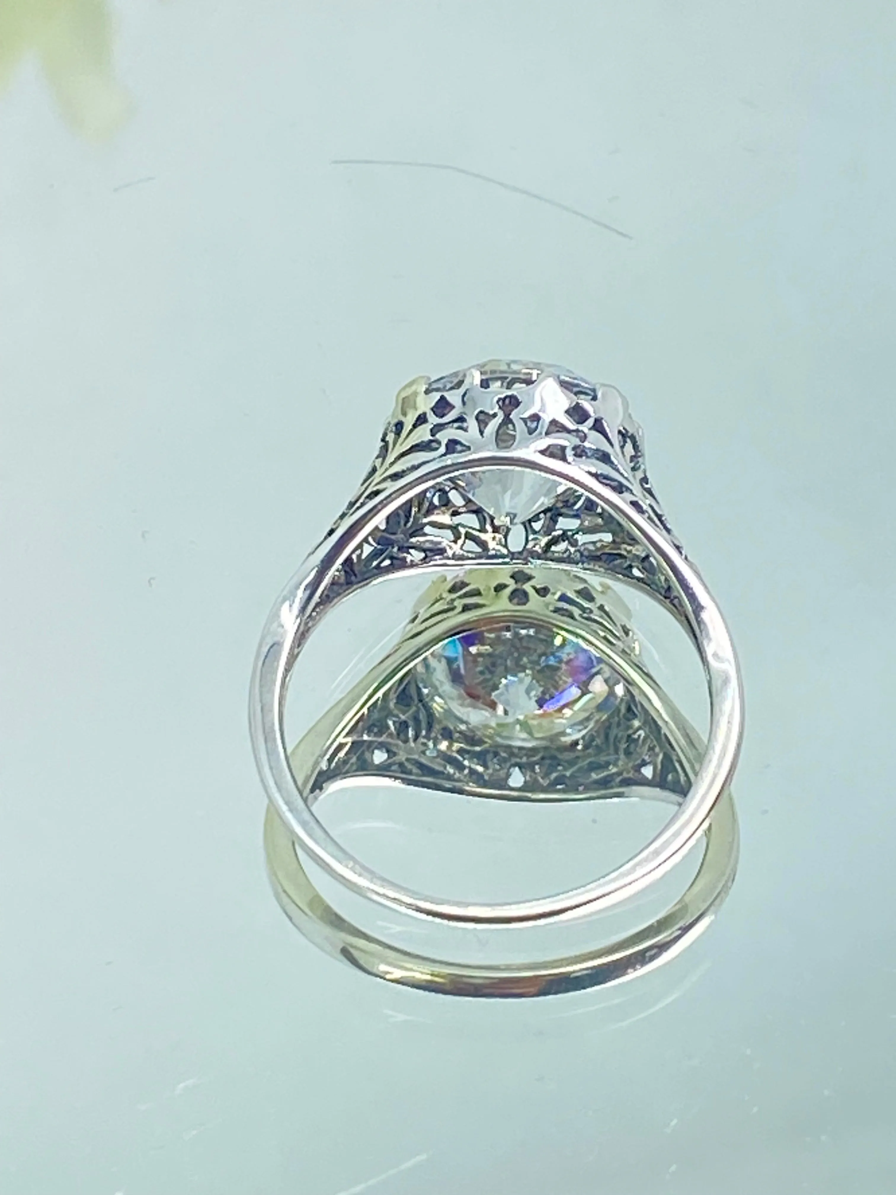 White CZ Ring, Size 7, Victorian Jewelry, Ivy Ring #D13 - Ready to Ship