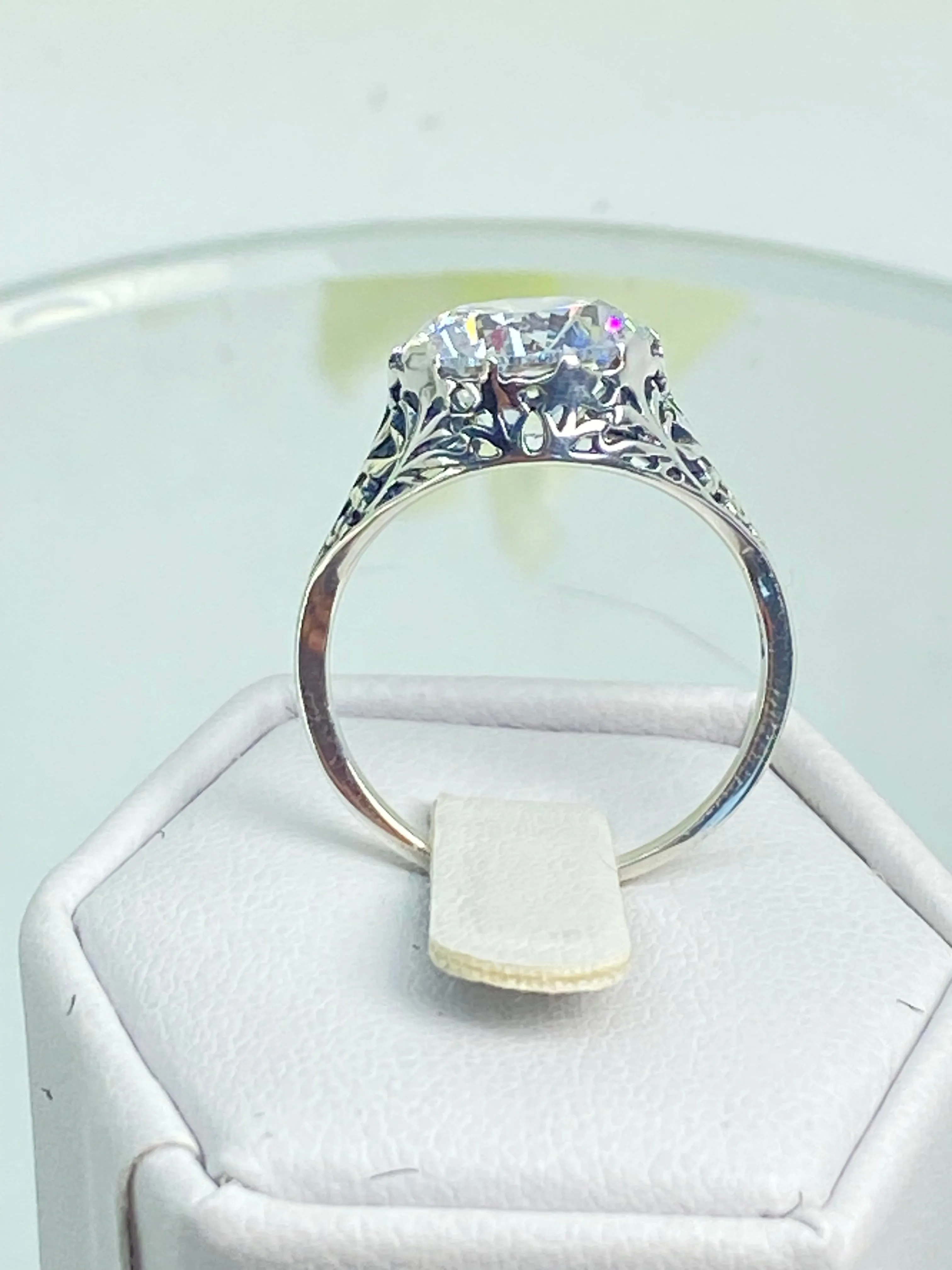 White CZ Ring, Size 7, Victorian Jewelry, Ivy Ring #D13 - Ready to Ship