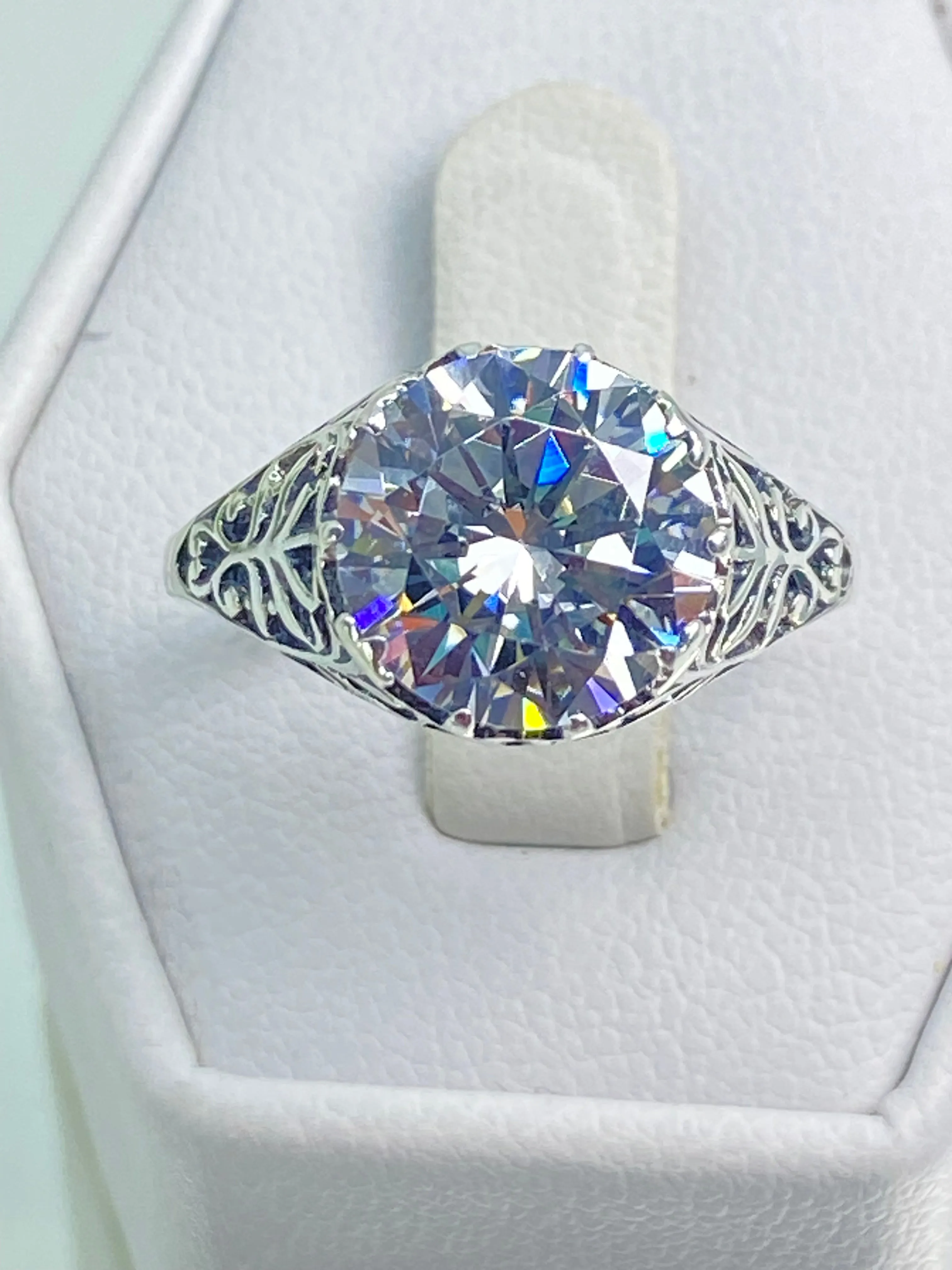 White CZ Ring, Size 7, Victorian Jewelry, Ivy Ring #D13 - Ready to Ship