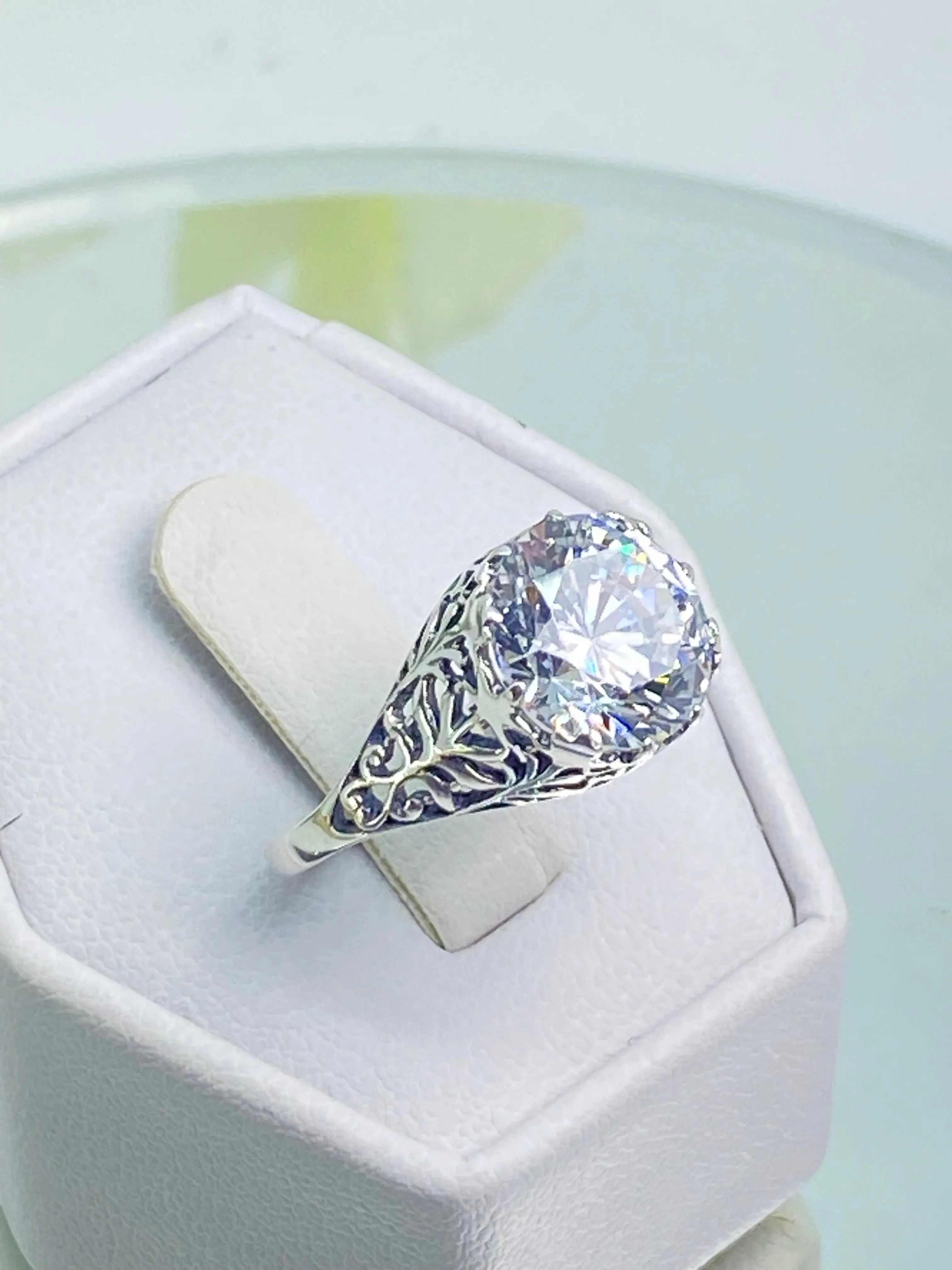 White CZ Ring, Size 7, Victorian Jewelry, Ivy Ring #D13 - Ready to Ship