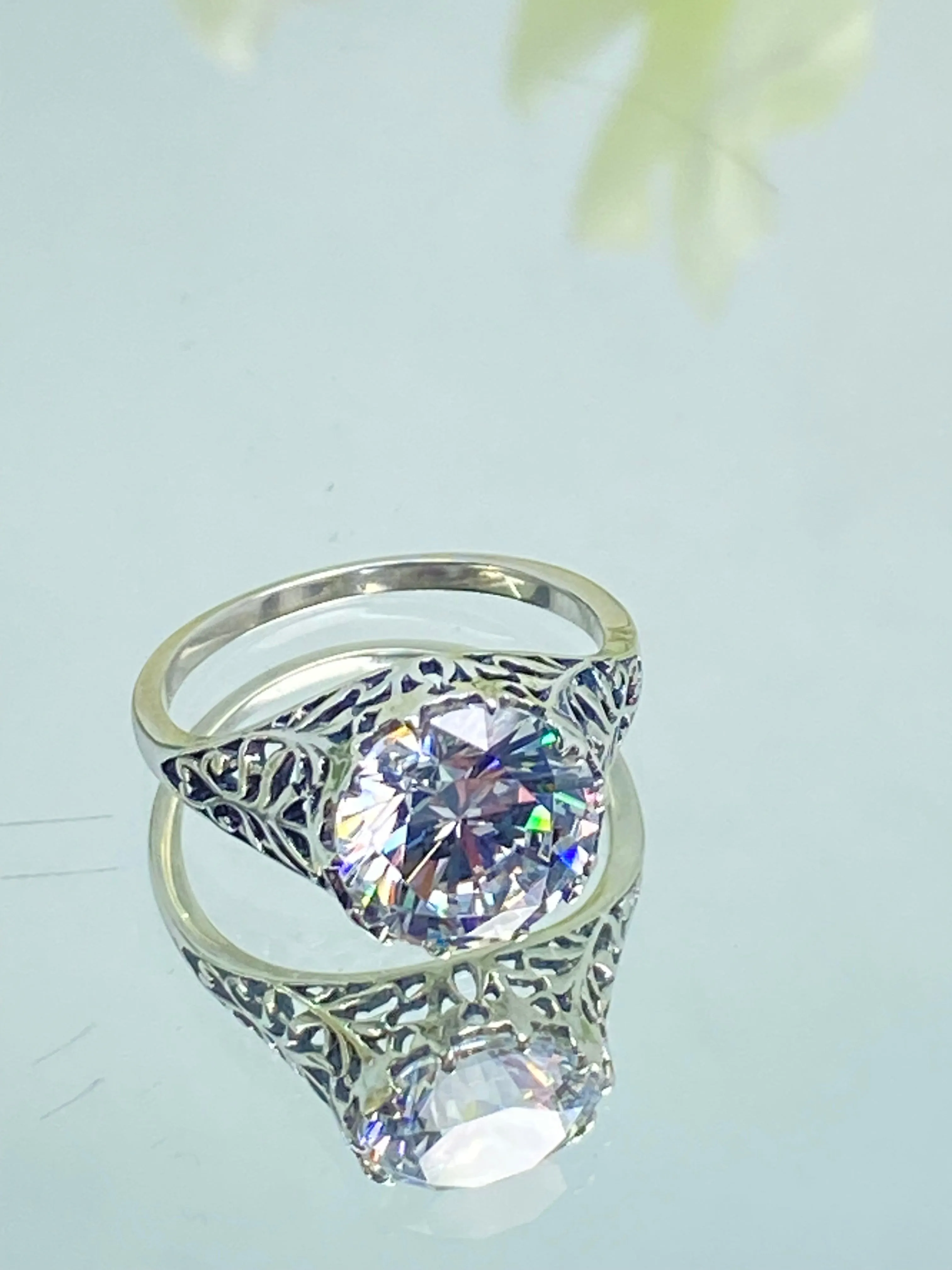 White CZ Ring, Size 7, Victorian Jewelry, Ivy Ring #D13 - Ready to Ship