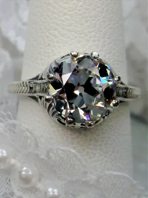 White CZ Ring, Victorian Elizabeth Ring #D158