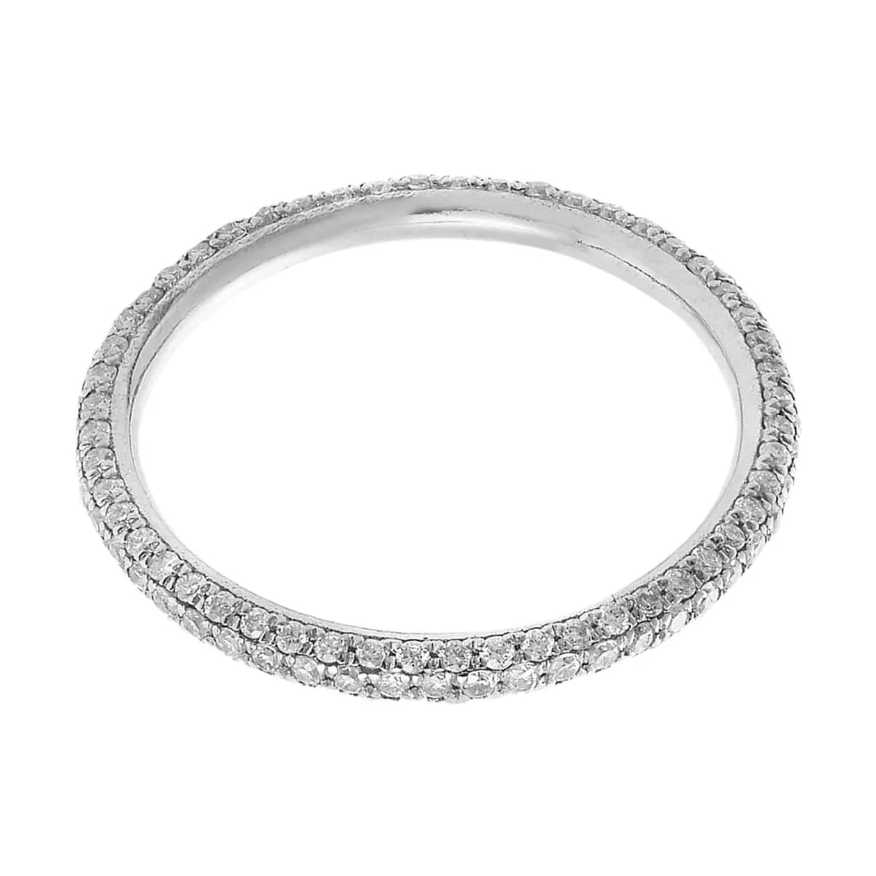 White Gold Thread Band with White Diamonds