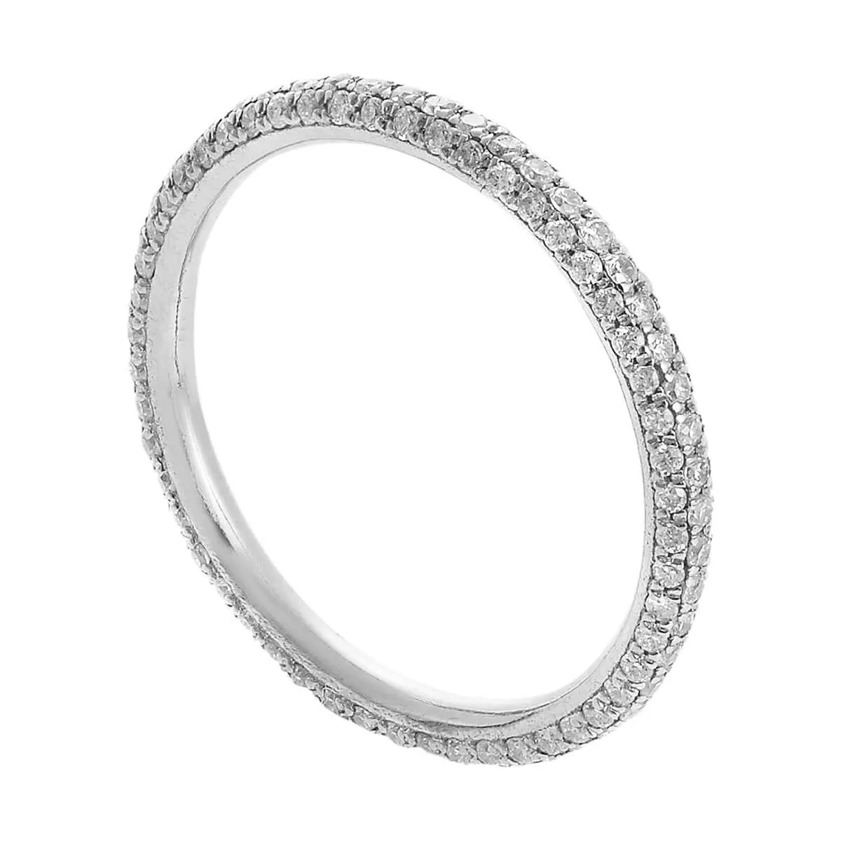 White Gold Thread Band with White Diamonds