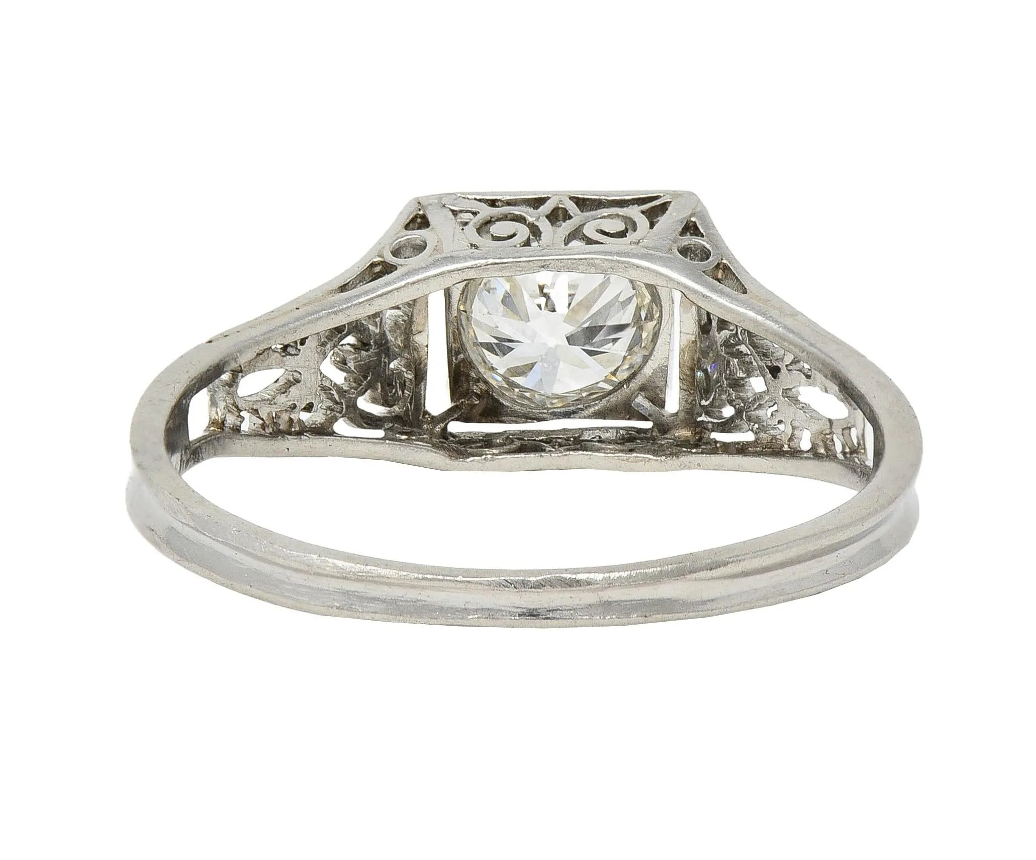 W.W. Fulmer & Co. 0.46 CTW Diamond Platinum Antique Scrolled Heart Engagement Ring