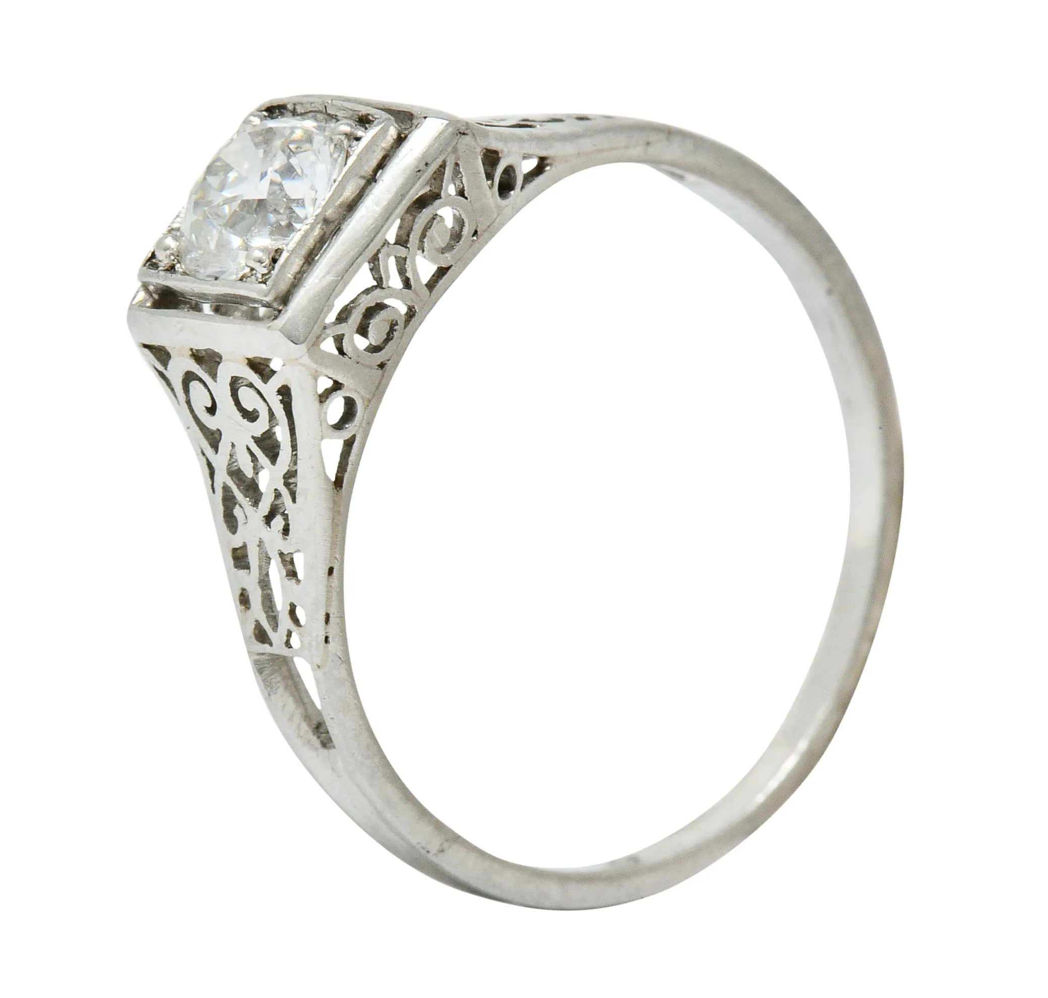 W.W. Fulmer & Co. 0.46 CTW Diamond Platinum Scrolled Heart Engagement Ring