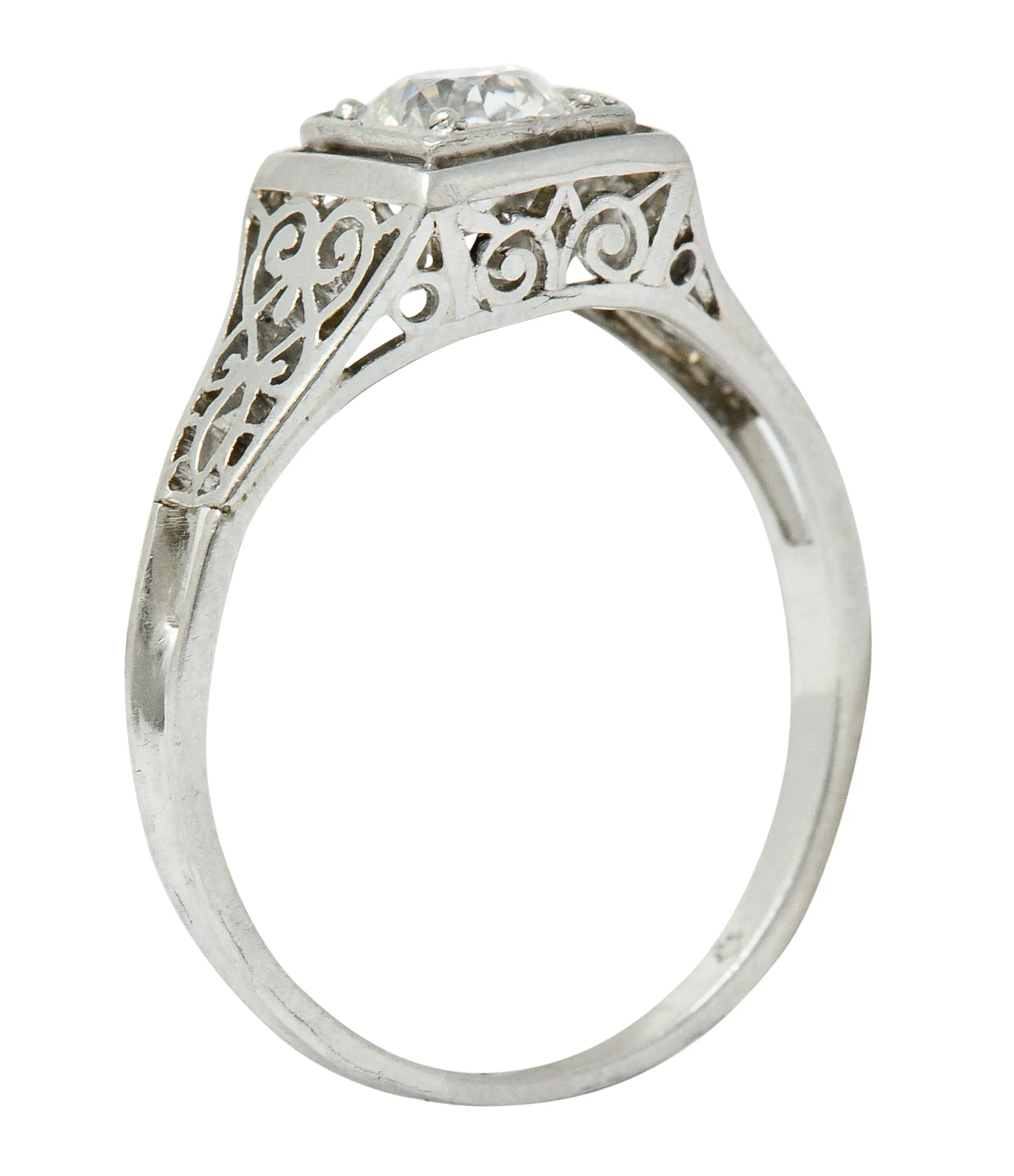W.W. Fulmer & Co. 0.46 CTW Diamond Platinum Scrolled Heart Engagement Ring