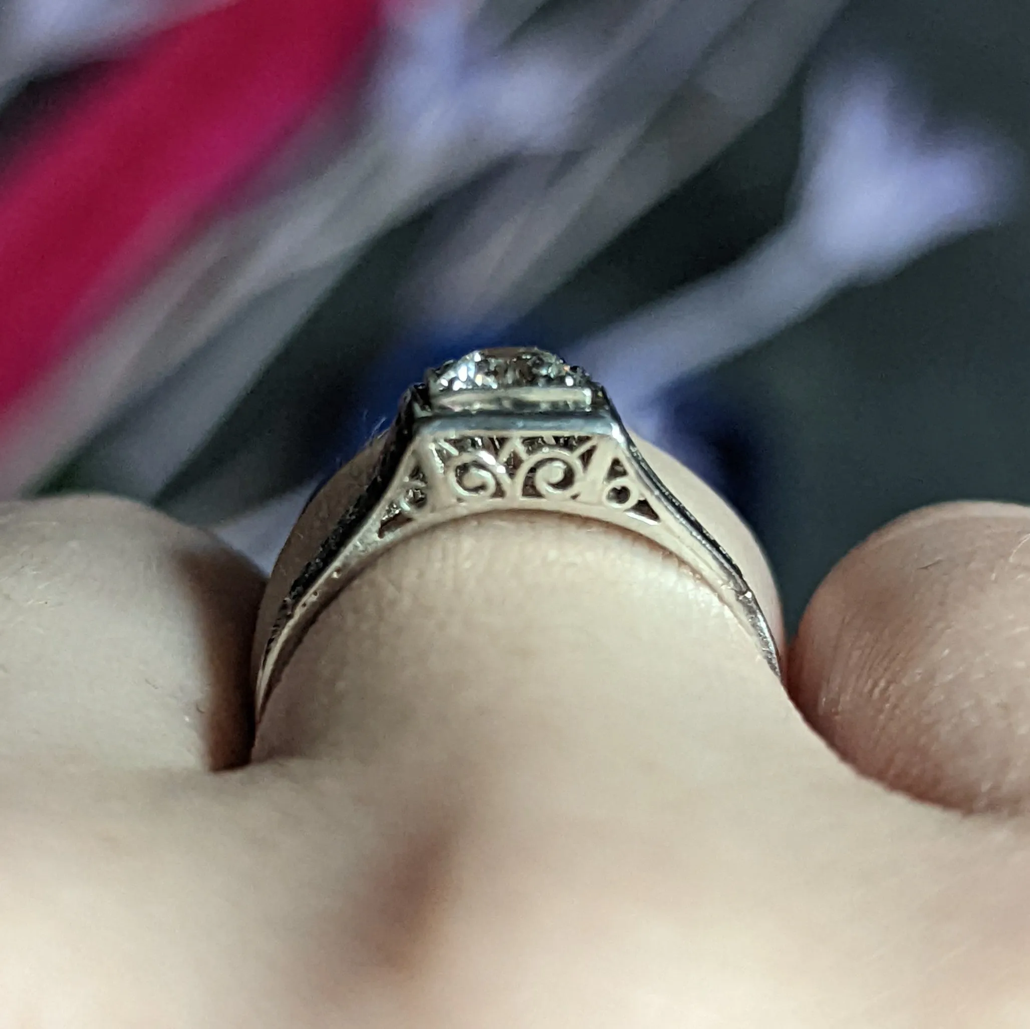 W.W. Fulmer & Co. 0.46 CTW Diamond Platinum Scrolled Heart Engagement Ring
