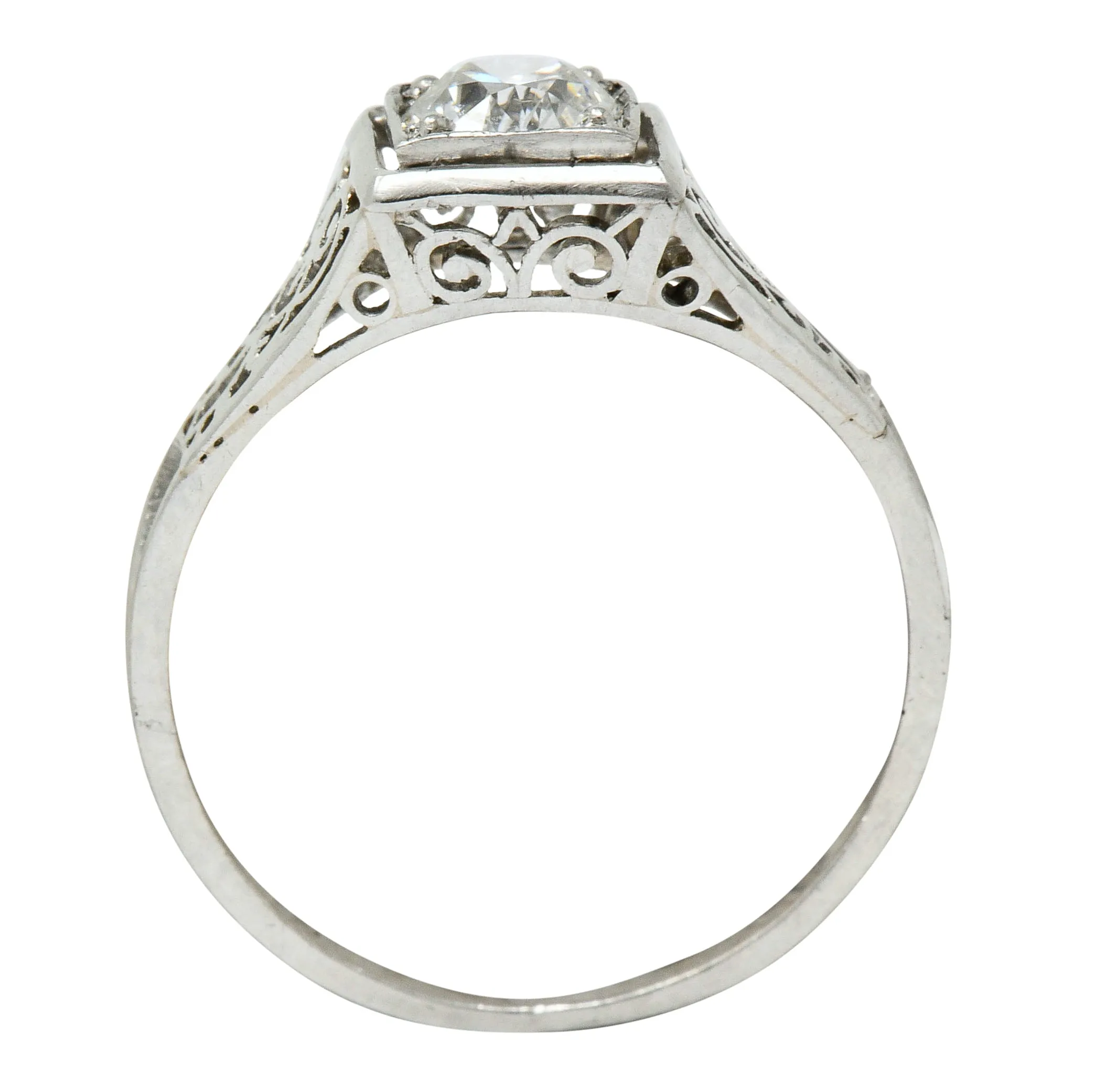 W.W. Fulmer & Co. 0.46 CTW Diamond Platinum Scrolled Heart Engagement Ring