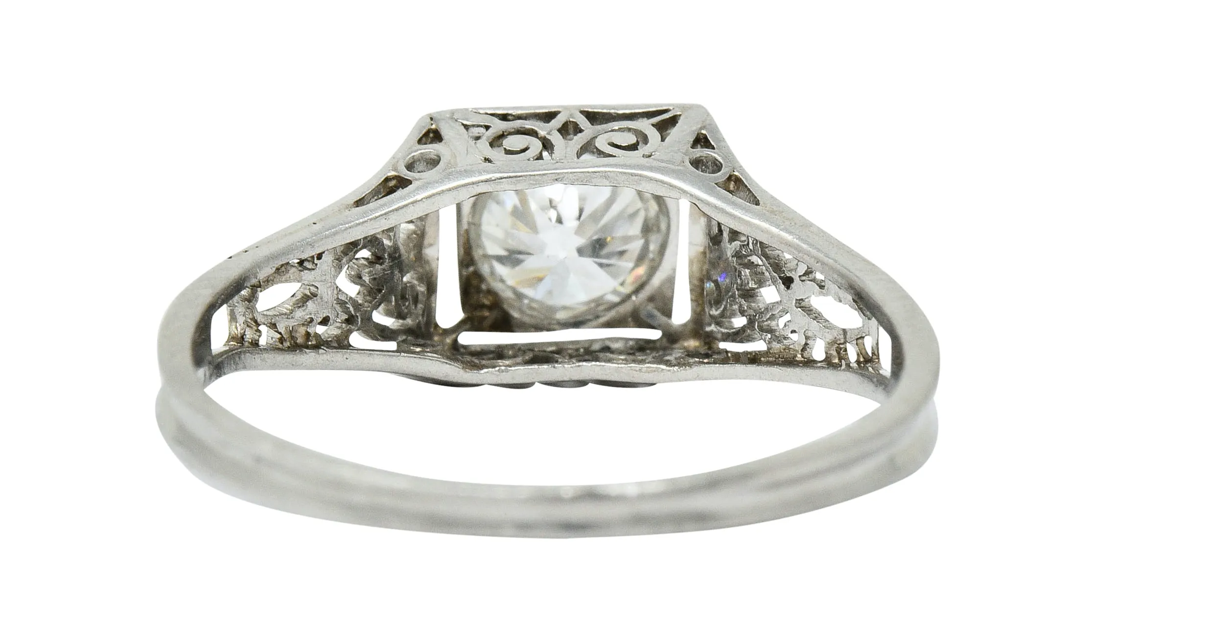W.W. Fulmer & Co. 0.46 CTW Diamond Platinum Scrolled Heart Engagement Ring