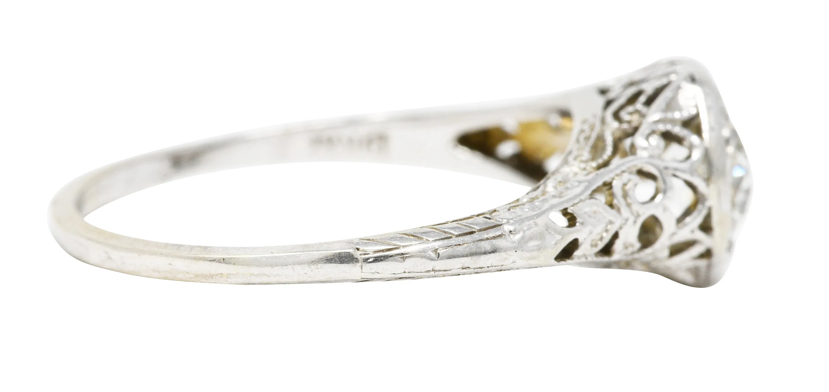 W.W. Fulmer & Co. 0.48 CTW Diamond 19 Karat White Gold Scrolled Heart Engagement Ring