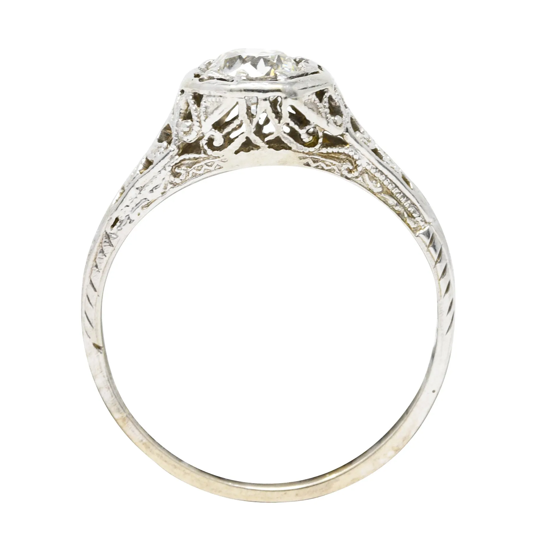W.W. Fulmer & Co. 0.48 CTW Diamond 19 Karat White Gold Scrolled Heart Engagement Ring