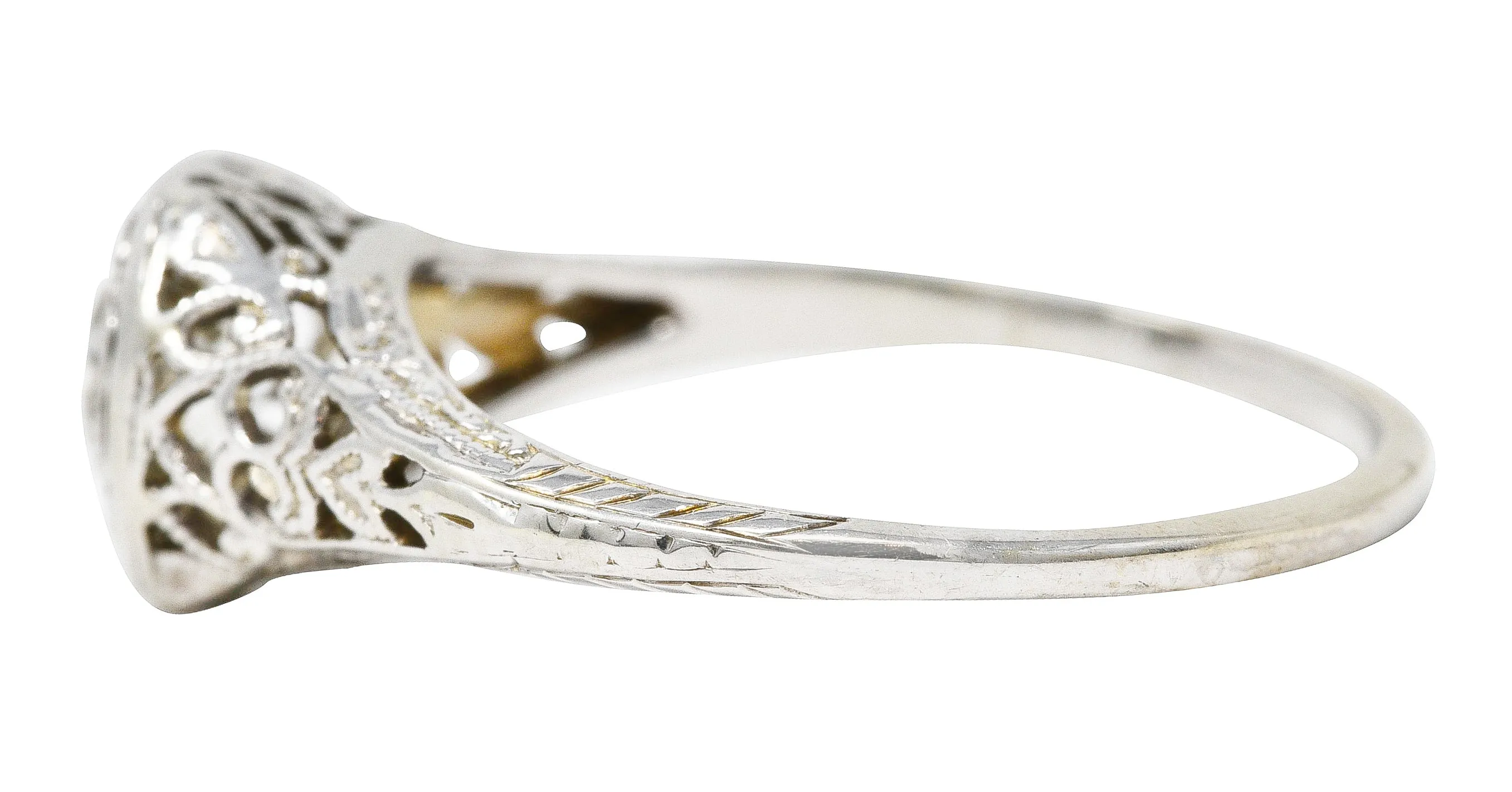 W.W. Fulmer & Co. 0.48 CTW Diamond 19 Karat White Gold Scrolled Heart Engagement Ring