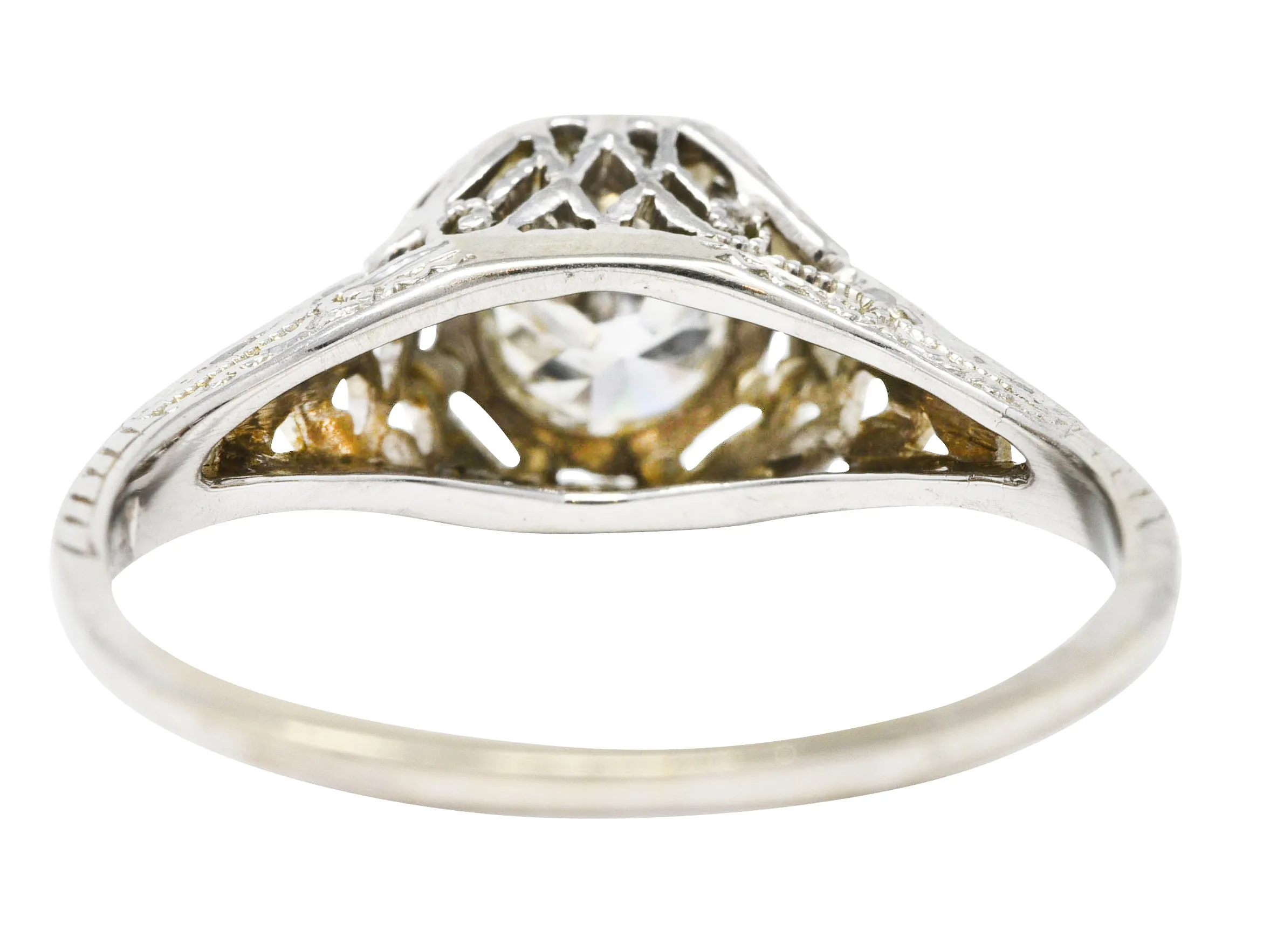 W.W. Fulmer & Co. 0.48 CTW Diamond 19 Karat White Gold Scrolled Heart Engagement Ring