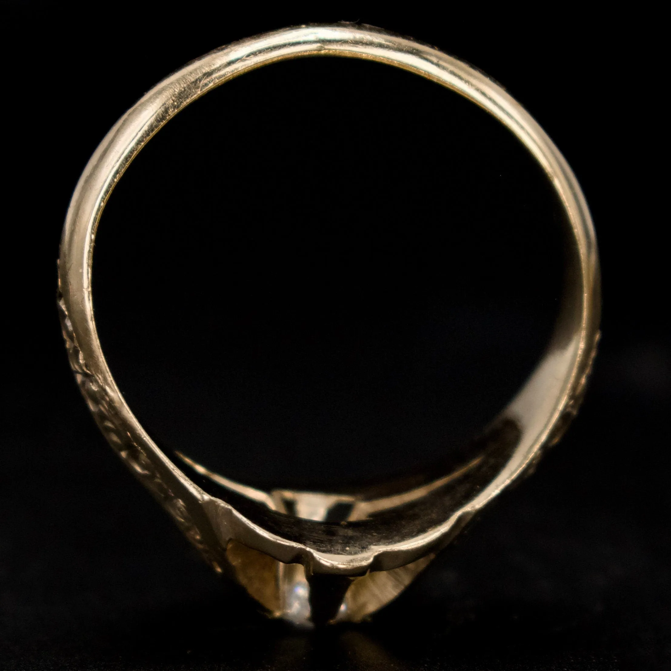 Yellow Gold Victorian Belcher Ring with Small Old European Cut Diamond