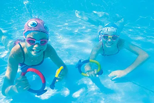 Zoggs Kids Dive Rings Water Confidence Toy, Blue/Yellow/Red/Green