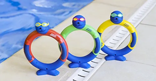 Zoggs Kids Dive Rings Water Confidence Toy, Blue/Yellow/Red/Green